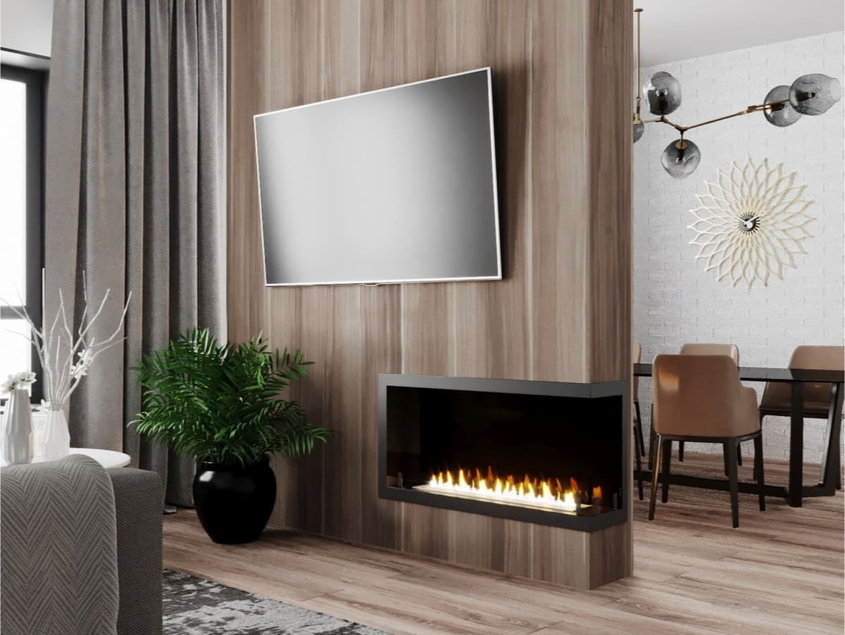 Биокамин "Русский огонь" Честер 1000 угловой правый с декоративным стеклом (стемалитом) по цене 40 050 руб.