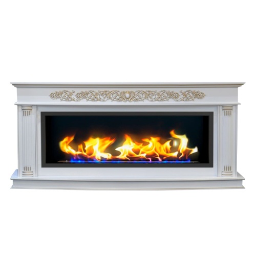 Биокамин в линейном портале "Русский огонь" Милан Люкс с декоративным стеклом (стемалитом)