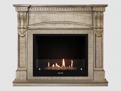 Каминный портал МДФ "Мюнхен 1250" с биокамином Lux Fire "Фаер Бокс 1 - 33" (бежевый)