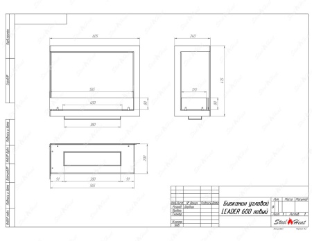 Биокамин угловой SteelHeat Leader 600 левый стекло по цене 26 548 руб.
