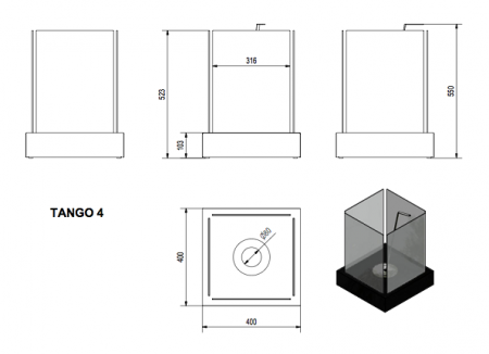 Биокамин Kratki TANGO 4, TUV гранит Биокамин Kratki TANGO 4, TUV гранит по цене