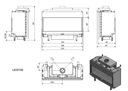 Газовая топка Kratki LEO/100/LPG (балонный газ)
