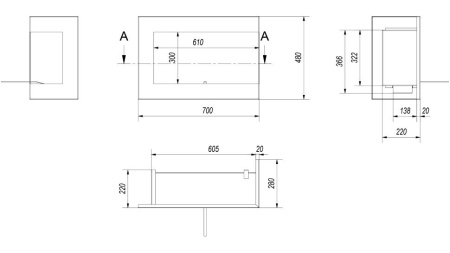 Биокамин Kratki DELTA/P/700 угловая по цене 